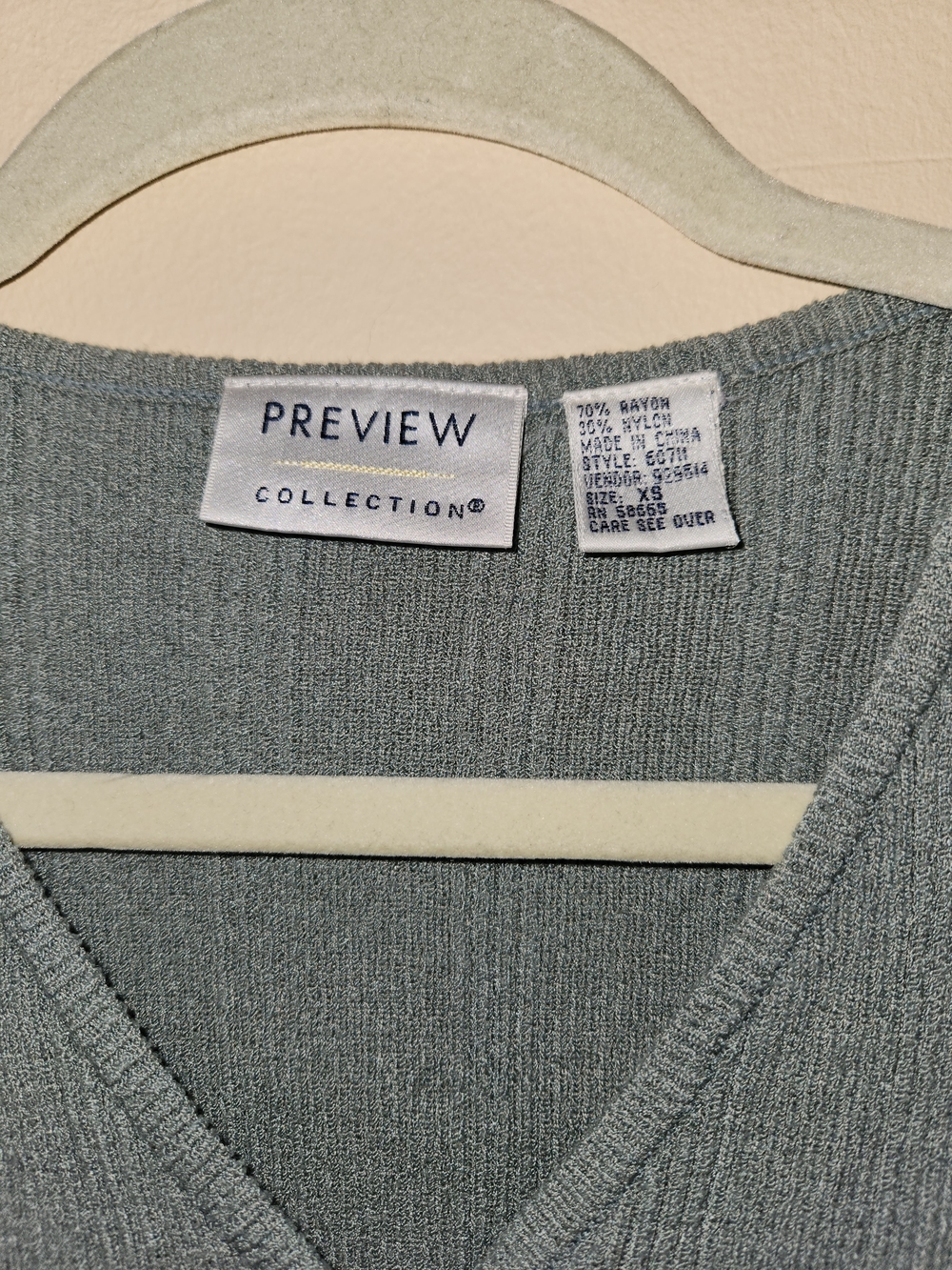 Preview Collection Seafoam Ribbed V-Neck Cardigan - Picture 3 of 4